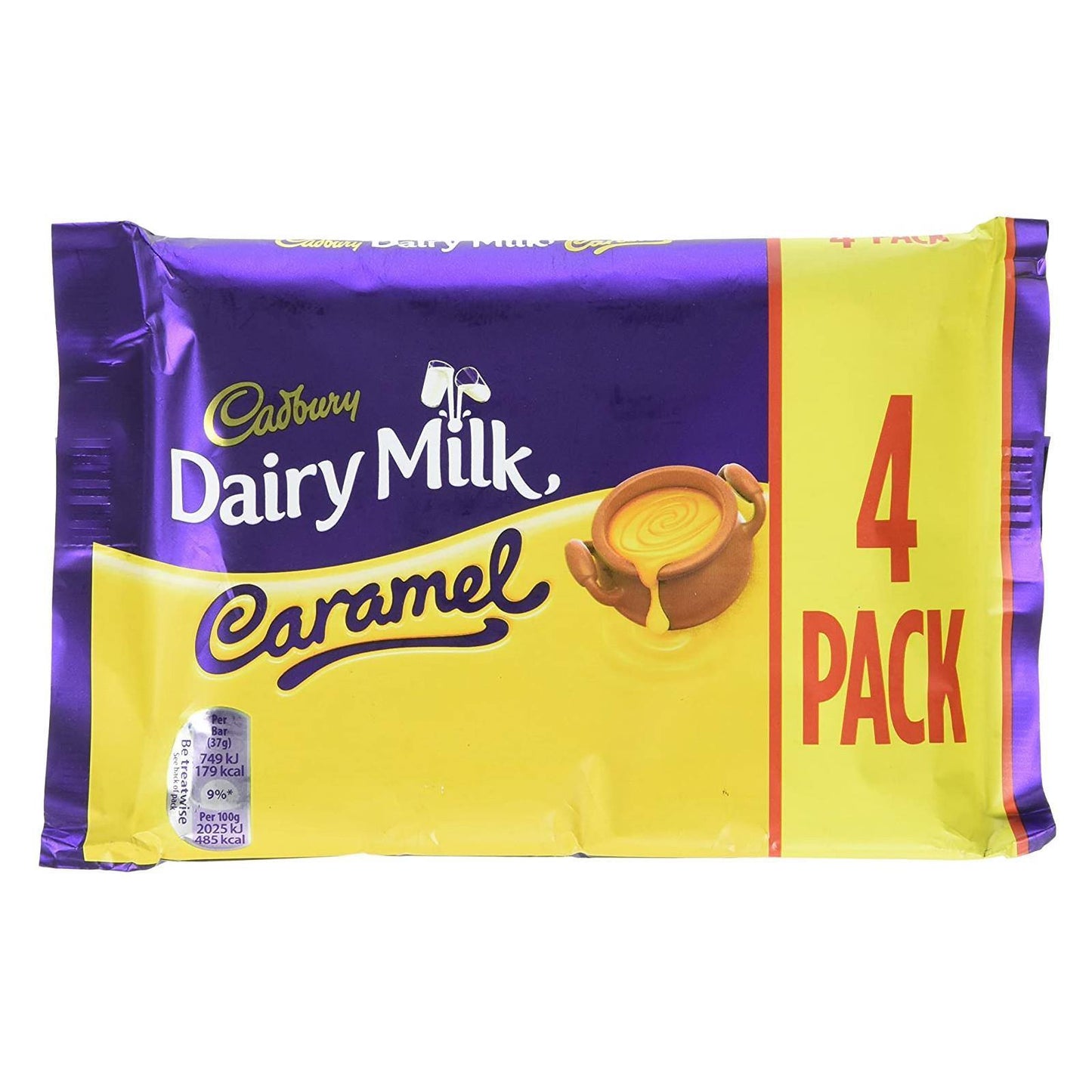 Cadbury Dairy Milk Caramel Chocolate Bar 148g (15 Packs of 4,Total 60)